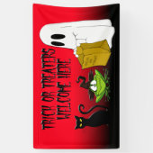 Trick of Treers Welkom Halloween Red Banner (Verticaal)