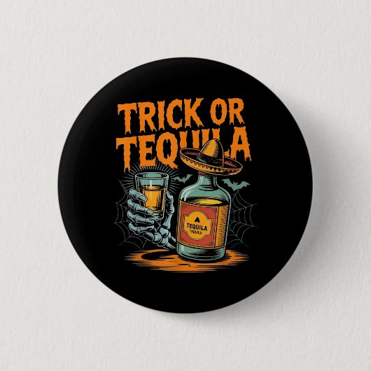 Trick or Bartender Mannen Vrouwen Grappig Hallowee Ronde Button 5,7 Cm (Voorkant)