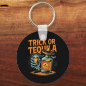 Trick or Bartender Mannen Vrouwen Grappig Hallowee Sleutelhanger (Voorkant)