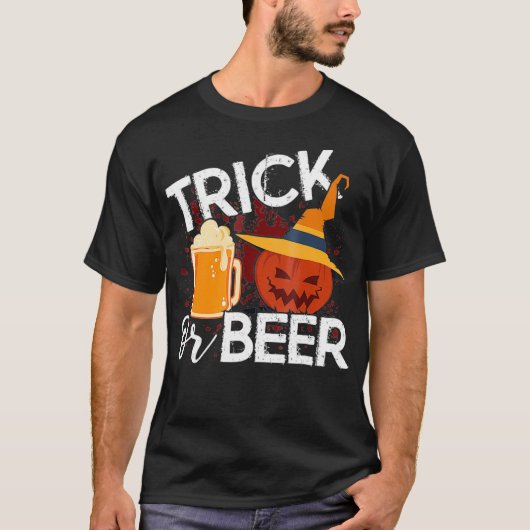 Trick or Beer Funny Halloween Drink T-shirt (Voorkant)