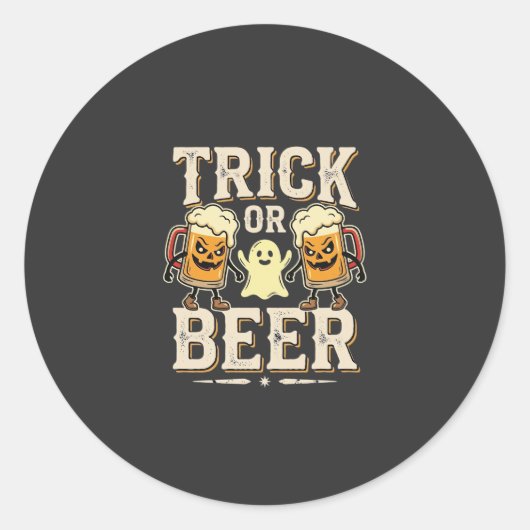 Trick or Beer Halloween Bier Design_1 Ronde Sticker (Voorkant)
