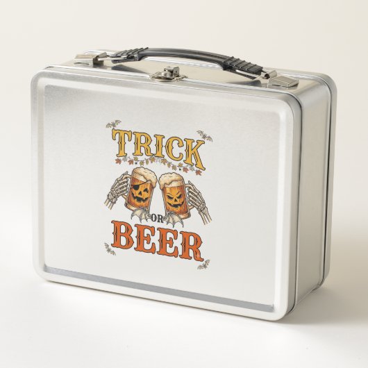 Trick Or Beer Halloween Pompoen Mok Skelet Handen (Voorkant)