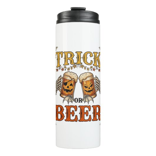 Trick Or Beer Halloween Pompoen Mok Skelet Handen (Voorkant)