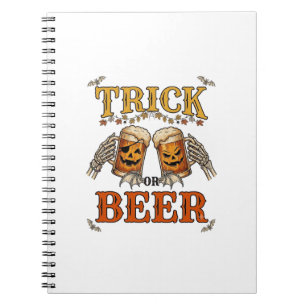 Trick Or Beer Halloween Pompoen Mok Skelet Handen Notitieboek