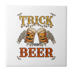 Trick Or Beer Halloween Pompoen Mok Skelet Handen Tegeltje