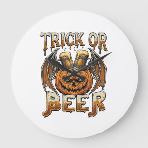 Trick Or Beer Halloween Pompoen Skelet Vleugels Mo Grote Klok