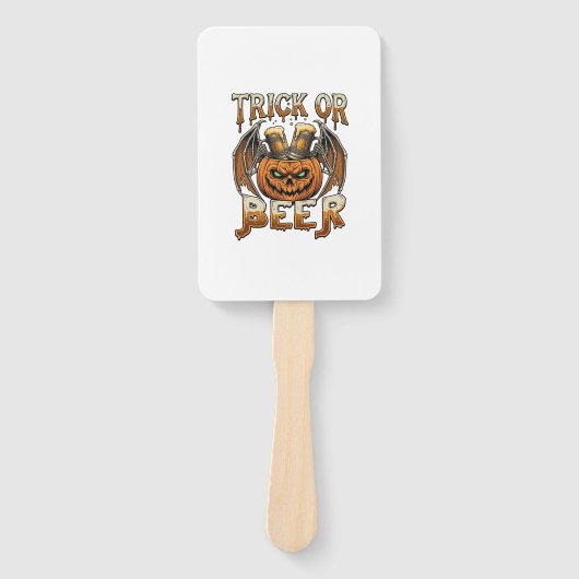 Trick Or Beer Halloween Pompoen Skelet Wings Mok Handwaaier (Voorkant)