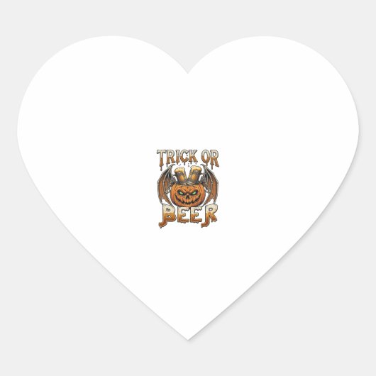 Trick Or Beer Halloween Pompoen Skelet Wings Mok Hart Sticker (Voorkant)