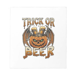 Trick Or Beer Halloween Pompoen Skelet Wings Mok Notitieblok