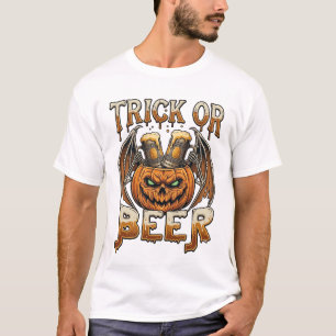 Trick Or Beer Halloween Pompoen Skelet Wings Mok T-shirt