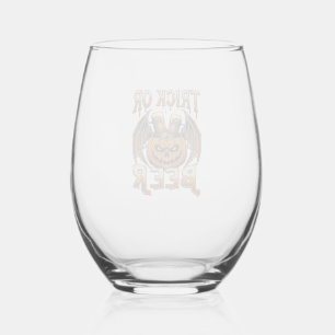 Trick Or Beer Halloween Pompoen Skelet Wings Mok Wijnglas Zonder Voet