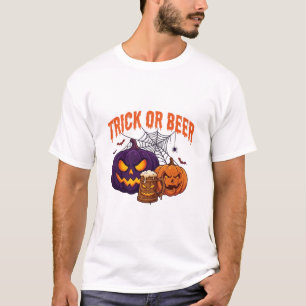 Trick Or Beer Halloween Pompoenen Mok Spinnenweb_1 T-shirt