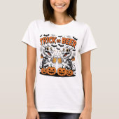 Trick or Beer Skeleton Dragons Halloween Art T-shirt (Voorkant)