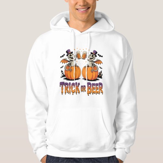 Trick or Beer Skeleton Dragons op pompoenen Hoodie (Voorkant)