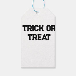Trick or. Behandel Halloween spookachtige zwarte e Cadeaulabel