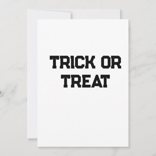 Trick or. Behandel Halloween spookachtige zwarte e Kaart (Voorkant)