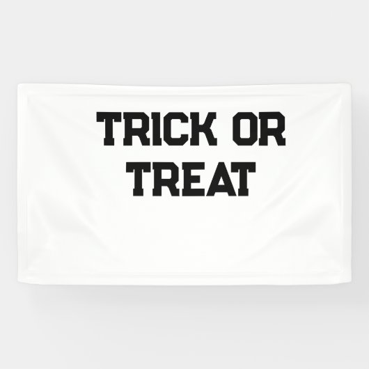 Trick or. Behandel Halloween spookachtige zwarte e Spandoek (Horizontaal)