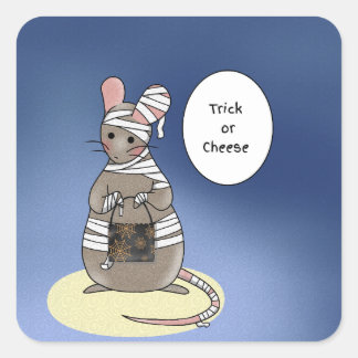 Trick-or-Cheese Halloween mummie Vierkante Sticker