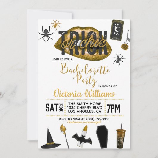 Trick or Chic Halloween Bachelorette Uitnodiging (Voorkant)