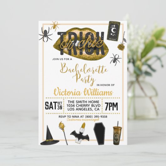 Trick or Chic Halloween Bachelorette Uitnodiging
