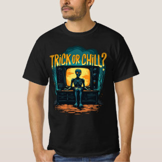 Trick or Chill Halloween's Day Horror Vibes Mannen T-shirt