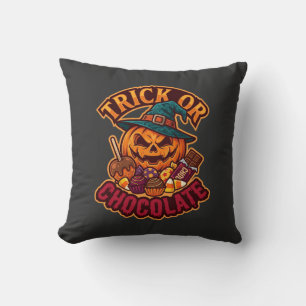 Trick Or Chocolade Halloween Pompoen Heksenhoed Ka Kussen