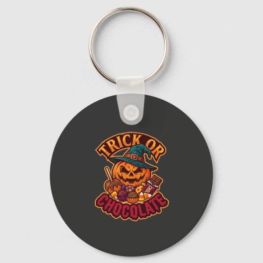 Trick Or Chocolade Halloween Pompoen Heksenhoed Ka Sleutelhanger (Voorkant)