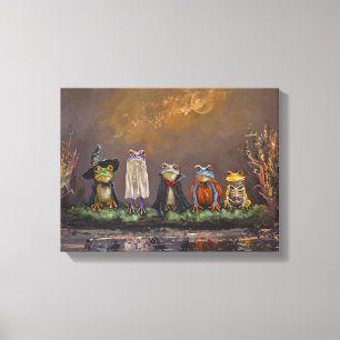 Trick or Croak handgeschilderde halloween Canvas Afdruk