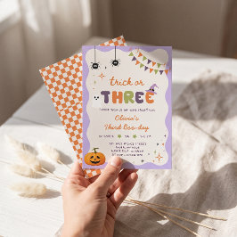 Trick or Drie Boo-Dag Leuke Verjaardagsuitnodiging Kaart