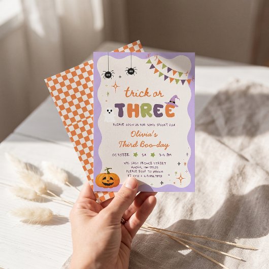 Trick or Drie Boo-Dag Leuke Verjaardagsuitnodiging Kaart