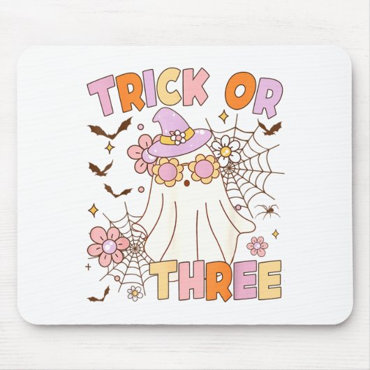 Trick Or Drie Schattige Geest Groovy 3e Verjaardag Muismat (Voorkant)