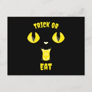 Trick or Eet Grappige Halloween Hongerige Kat Briefkaart