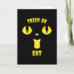 Trick or Eet Grappige Halloween Hongerige Kat Kaart