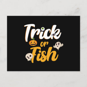 Trick or Fish Vist pomkin Halloween Skull Gift Briefkaart