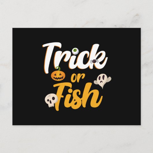 Trick or Fish Vist pomkin Halloween Skull Gift Briefkaart (Voorkant)