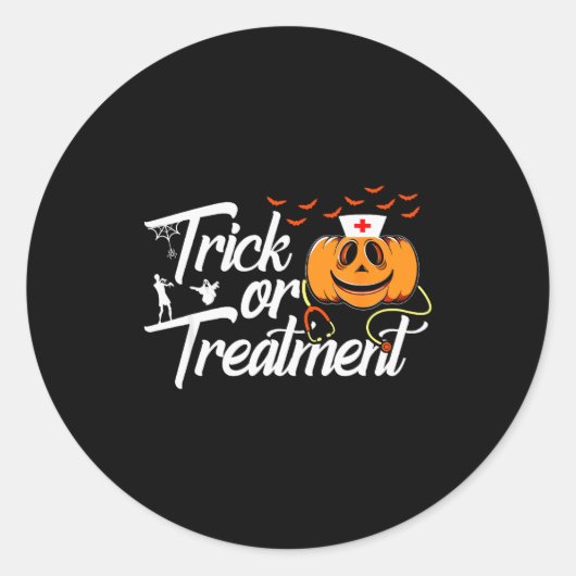 Trick Or Funny Medical Personnel Halloween Nurse  Ronde Sticker (Voorkant)