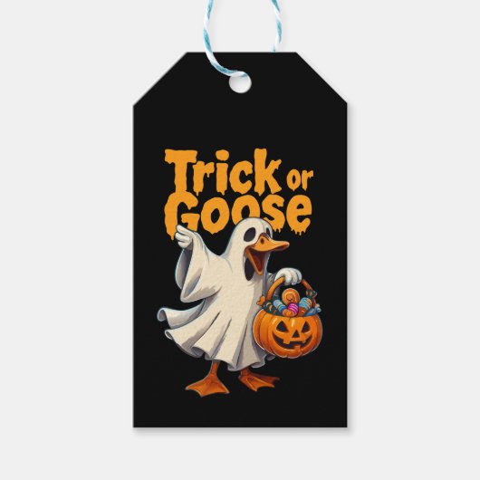 Trick or Gans Halloween Gans Cadeaulabel (Voorkant)