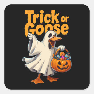 Trick or Gans Halloween Gans Vierkante Sticker