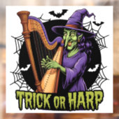Trick or harp Spooky Witch spelen harp Halloween Raamsticker (Vel 2)