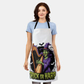 Trick or harp Spooky Witch spelen harp Halloween Schort (Gedragen)
