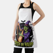 Trick or harp Spooky Witch spelen harp Halloween Schort (Insitu)