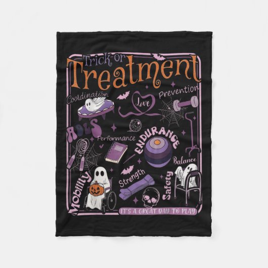 Trick or PT Fysiotherapie Therast Halloween Fleece Deken (Voorkant)