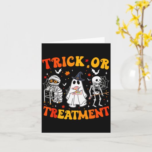 Trick Or Pt Physical Therapy Therast Halloween  Kaart (Gele Bloem)
