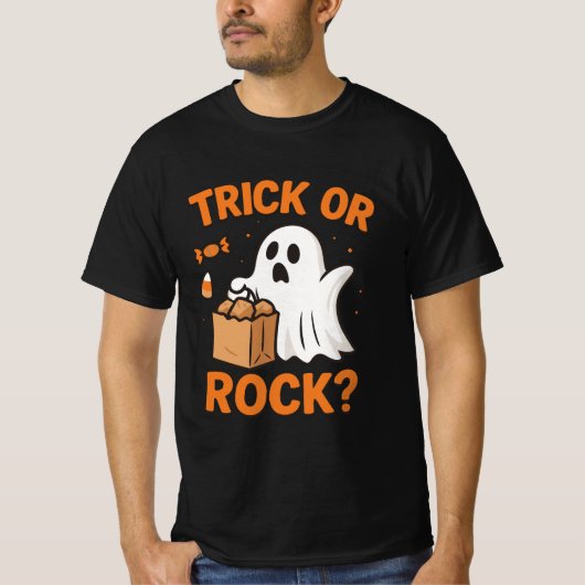 Trick or Rock Funny Halloween T-Shirt (Voorkant)