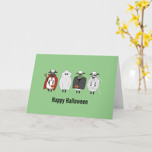 Trick or Sheep (Sinterklaas verkleed als schaap) Kaart (Gele Bloem)