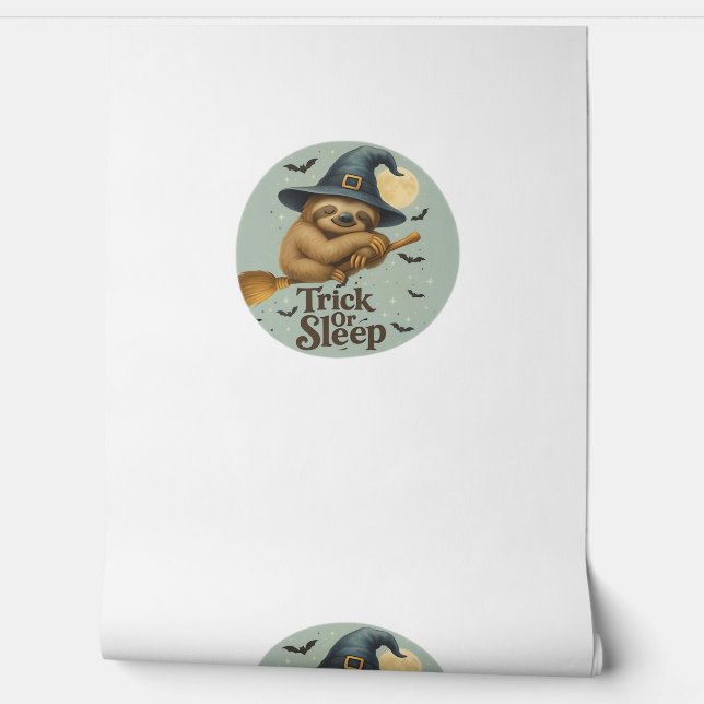 Trick or Sleep – Cute Witch Sloth Halloween Pun Ar Behang (Afrollen)