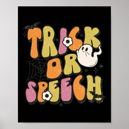 Trick or Speech Groovy Halloween Speech Pathologie Poster (Voorkant)