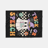 Trick or Speech Halloween SLP Retro Speech Therapy Fleece Deken (Voorkant (Horizontaal))
