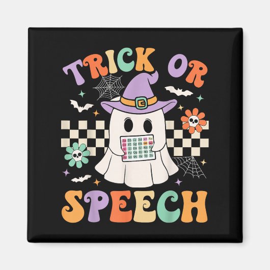 Trick or Speech Halloween SLP Retro Speech Therapy Magneet (Voorkant)