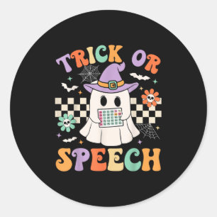 Trick or Speech Halloween SLP Retro Speech Therapy Ronde Sticker